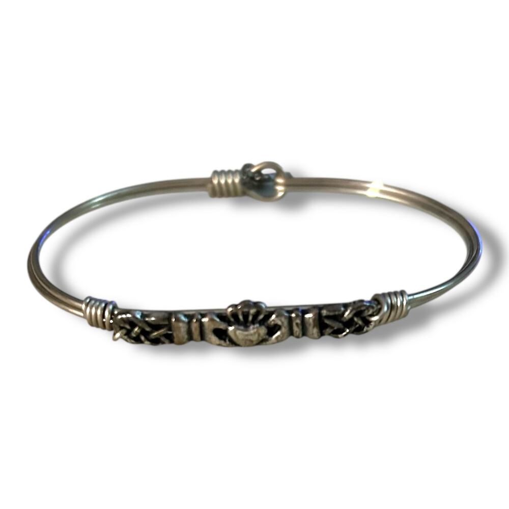 Luca & Danni Claddagh Silver Tone Bangle Bracelet